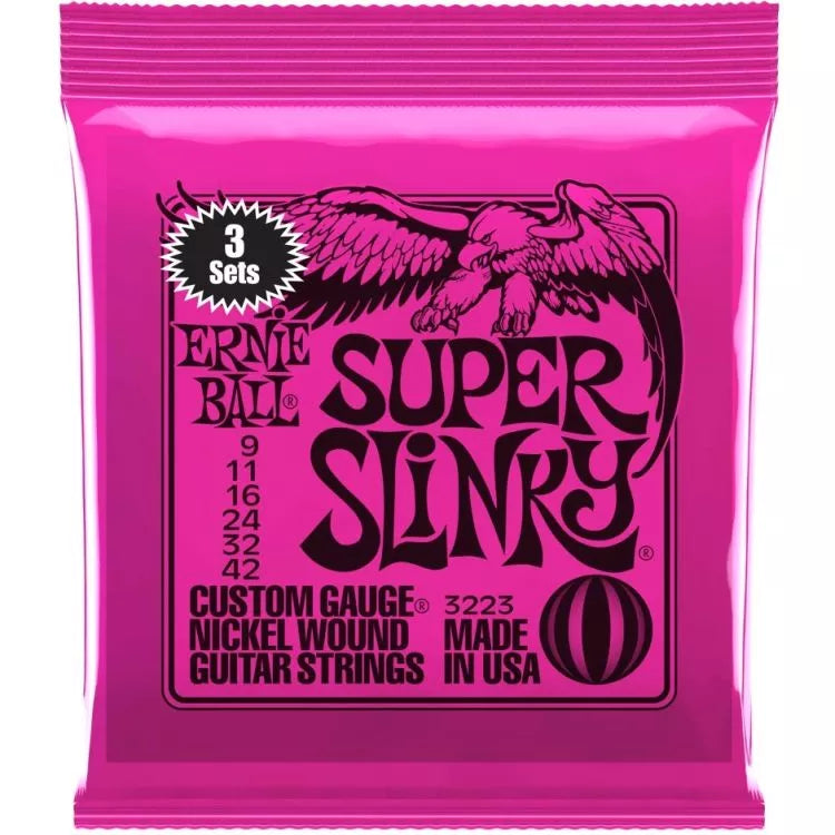 Ernie Ball 3223 Super Slinky Electric Guitar Strings, 3 Pack - Reco Music Malaysia