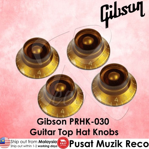 Gibson PRHK-030 Guitar Top Hat Knobs - 4 Pack, Vintage Amber - Reco Music Malaysia