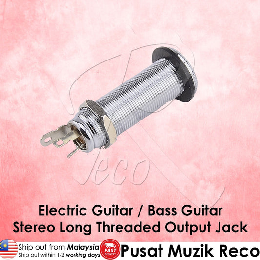 RM 0397-91 CHROME Electric Guitar/Bass Guitar Stereo Long Threaded Output Jack - Reco Music Malaysia