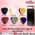 RM Alice Nylon Guitar Pick (12pcs) Mixed Size with Aluminum Pick Tin Pick Case - Reco Music Malaysia