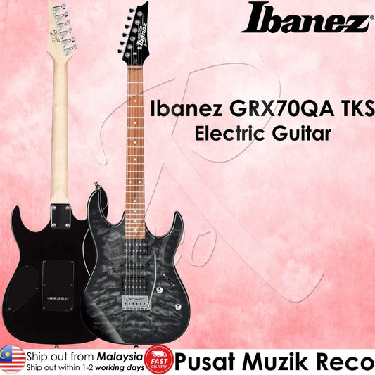 Ibanez GIO GRX70QA TKS Transparent Black Sunburst Electric Guitar(Main) - Reco Music Malaysia