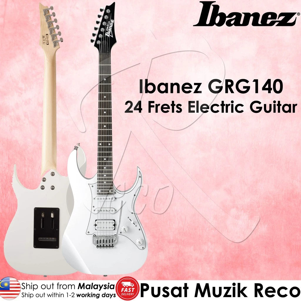 Ibanez GRG140 WH 24 Frets Solid Body Electric Guitar with Tremolo, White - Reco Music Malaysia