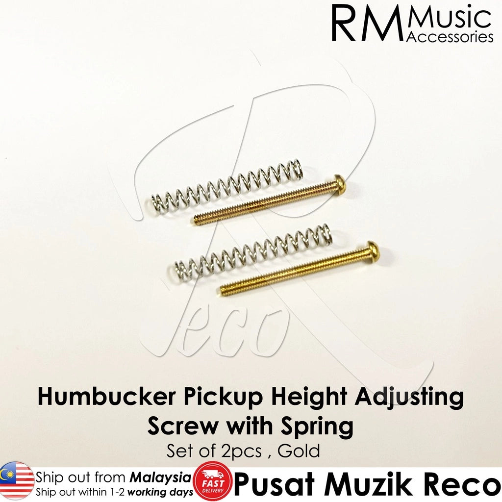 【2pcs】RM GF0348-GD Gold Electric Guitar Humbucker Pickups Height Adjusting Screws with Spring - Reco Music Malaysia