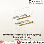 【2pcs】RM GF0348-GD Gold Electric Guitar Humbucker Pickups Height Adjusting Screws with Spring - Reco Music Malaysia