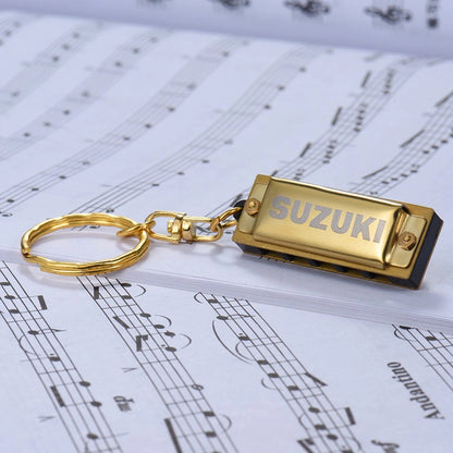 Suzuki MINI Harmonica Keychain Harmonica 5 Holes 10 Tone C Key, Golden - Reco Music Malaysia