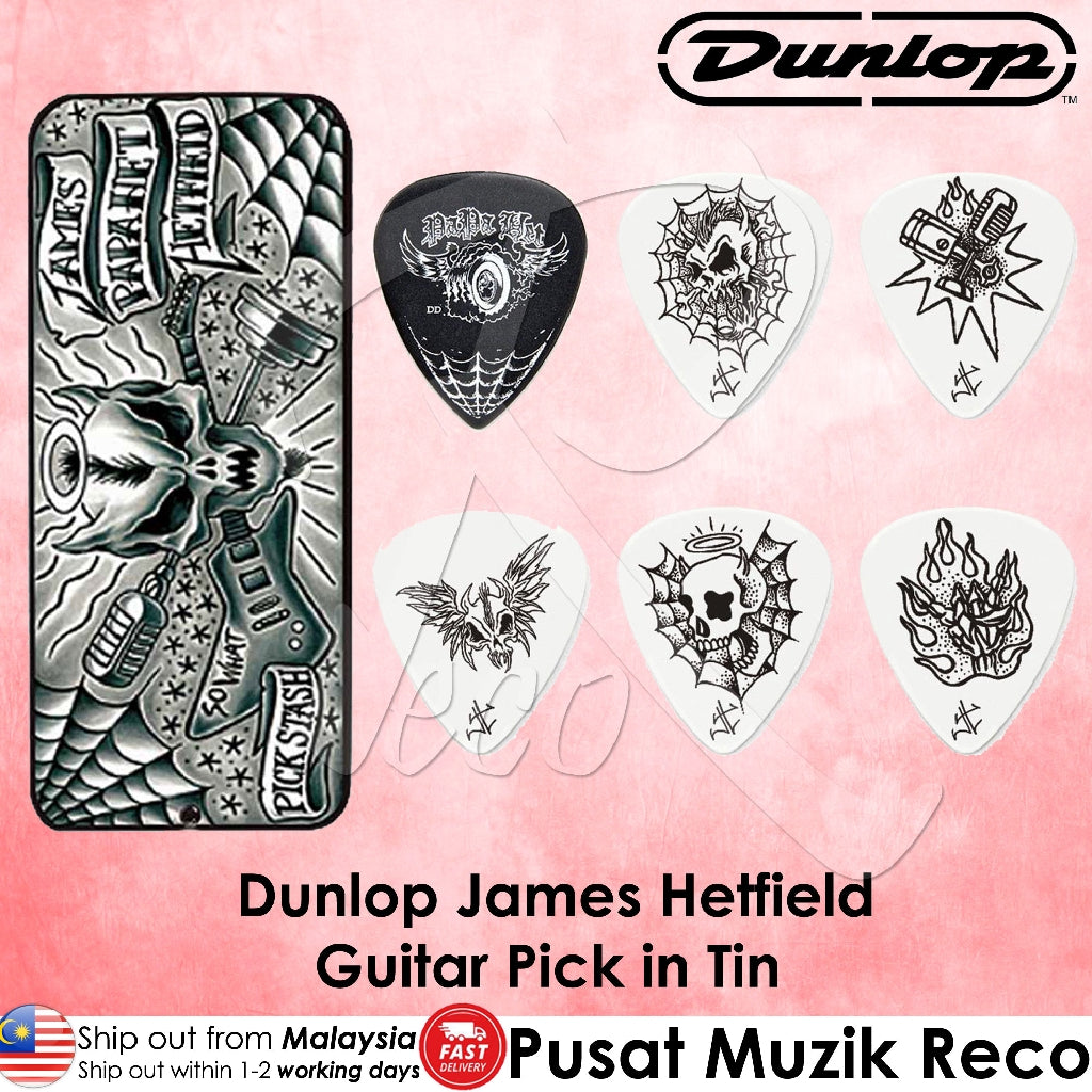 Jim Dunlop JPH01T088 0.88mm James Hetfield Guitar Pick in Tin (6 Picks) - Reco Music Malaysia