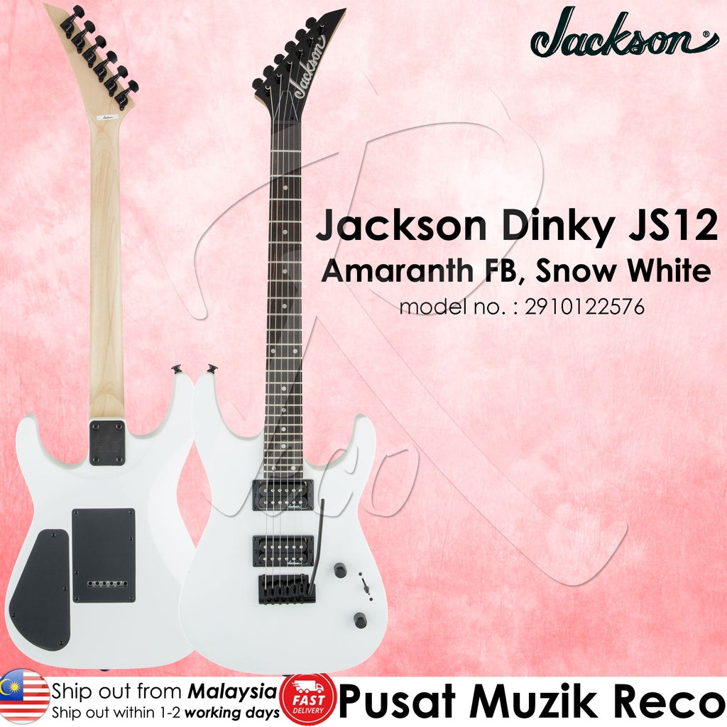 Jackson JS12 JS Series Dinky 24 Frets Electric Guitar with Tremolo Amaranth Fingerboard Snow White - Reco Music Malaysia
