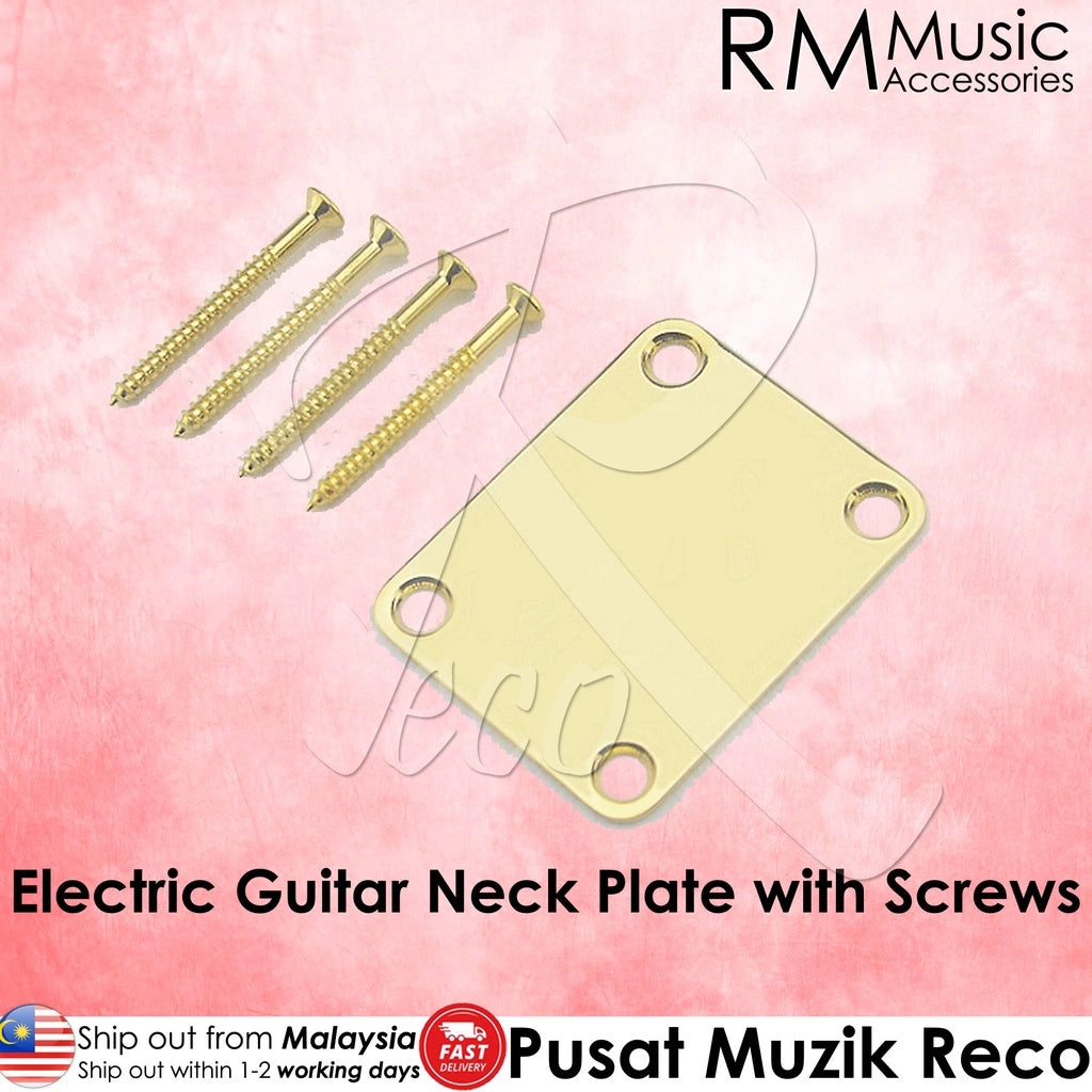 RM GF0449-GD Gold Electric Guitar Bass Neck Plate Guitar Neck Joint Board With Screws - Reco Music Malaysia