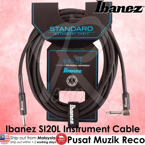Ibanez SI20L Shielded Guitar Cable 20ft Right Angled Jack(SI20LRA) | Reco Music Malaysia