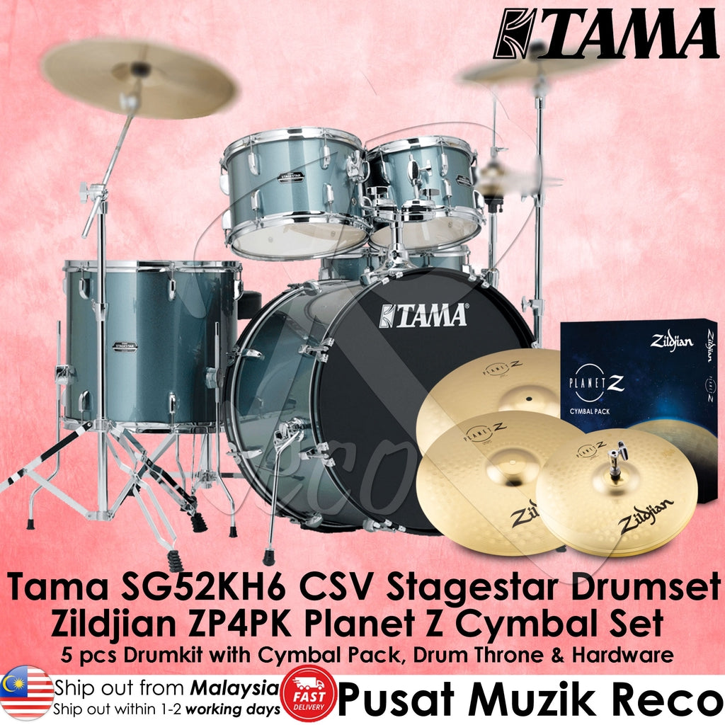 Tama SG52KH6 CSV Stagestar 5-piece Drum Set with Zildjian Planet Z Cymbal Pack - Reco Music Malaysia