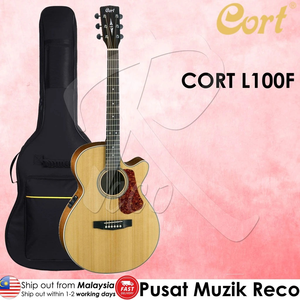 Cort L100F Solid Top Semi Acoustic Guitar With Bag | Reco Music Malaysia
