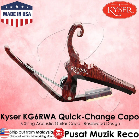 Kyser KG6RWA Quick Change Acoustic Guitar Capo Rosewood Design - Reco Music Malaysia