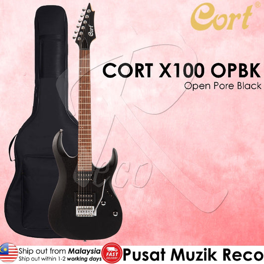 Cort X100 OPBK Meranti Body Electric Guitar with Bag - Reco Music Malaysia