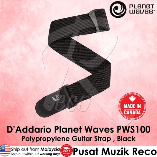Planet Waves PWS100 2inch Black Polypropylene Guitar Strap - Reco Music Malaysia