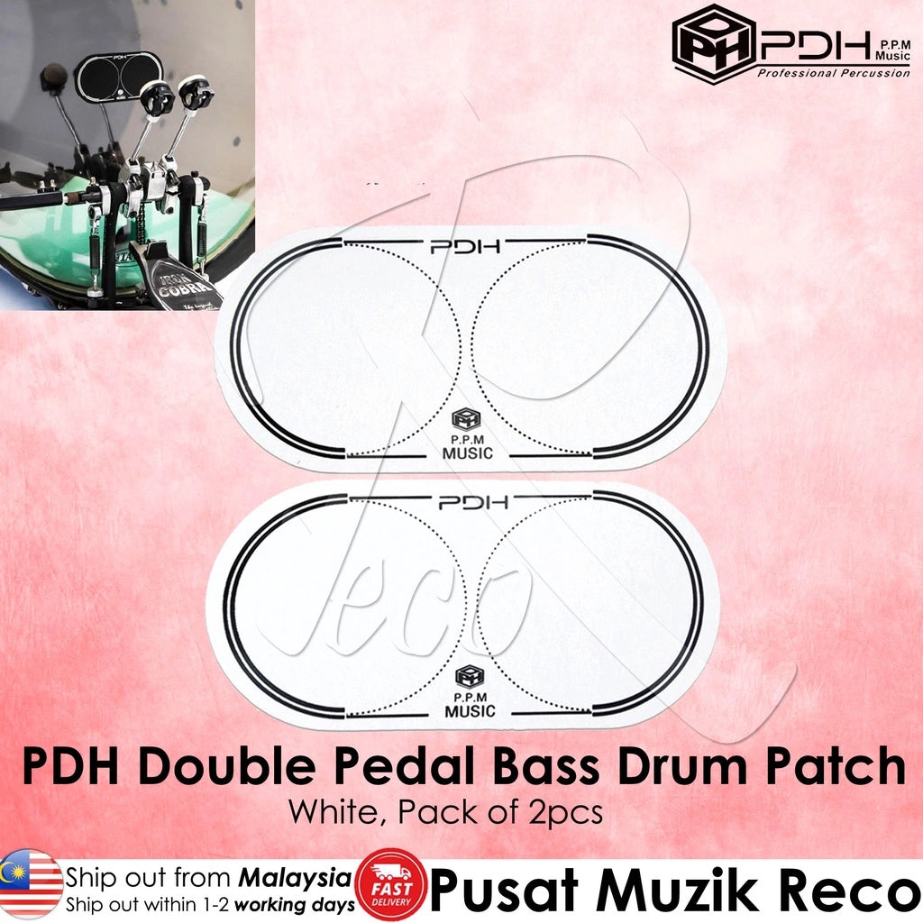 PDH B004/WH WHITE Double Bass Drum Pedal Pedal Pad Kick Pad Patch Head Protection - Reco Music Malaysia
