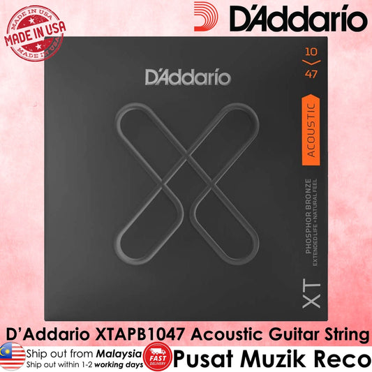 D'Addario XTAPB1047 XT Phosphor Bronze Coated Acoustic Guitar String - Reco Music Malaysia