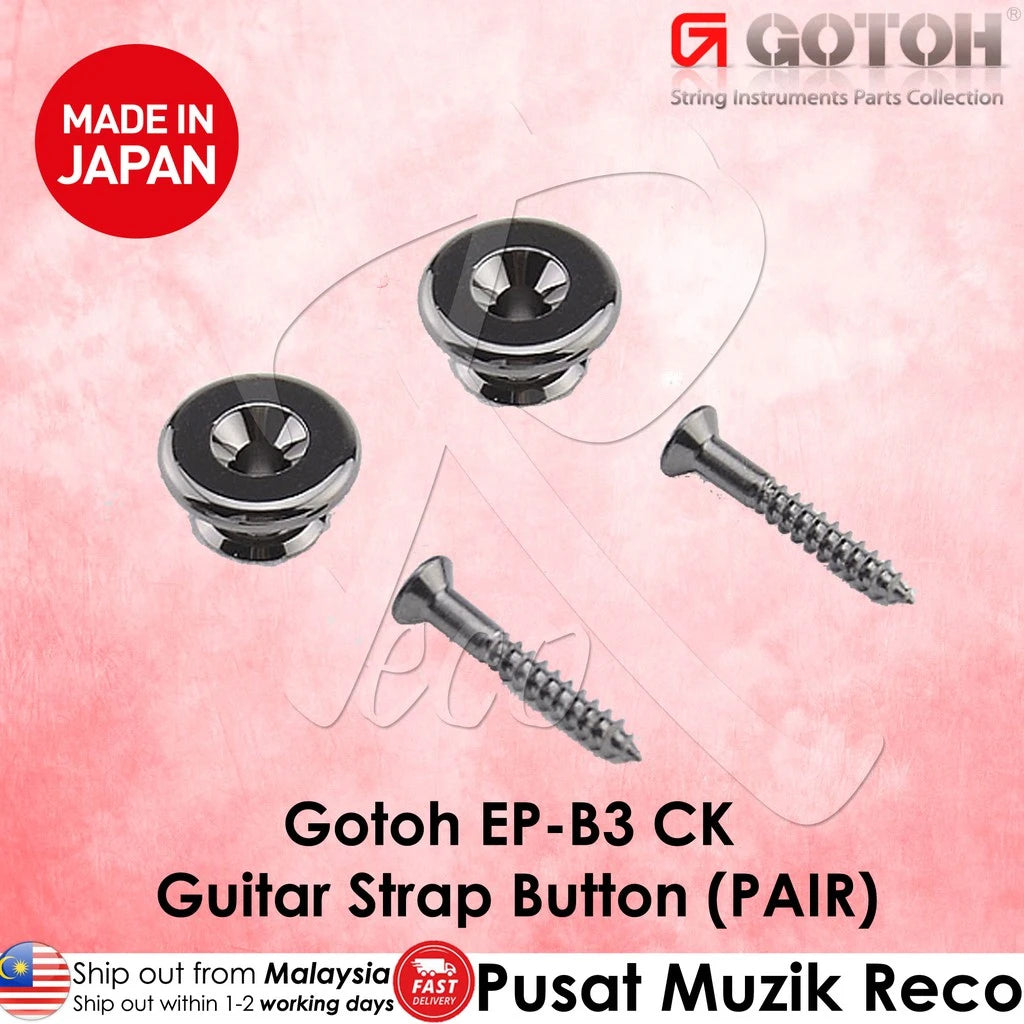 Gotoh EP-B3 CK Large / Oversized Guitar Strap Buttons Pin Set of 2 (Cosmo Black) - Reco Music Malaysia