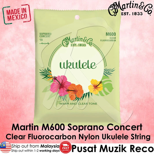 Martin M600 Soprano Concert Clear Fluorocarbon Nylon Ukulele Strings SET - Reco Music Malaysia