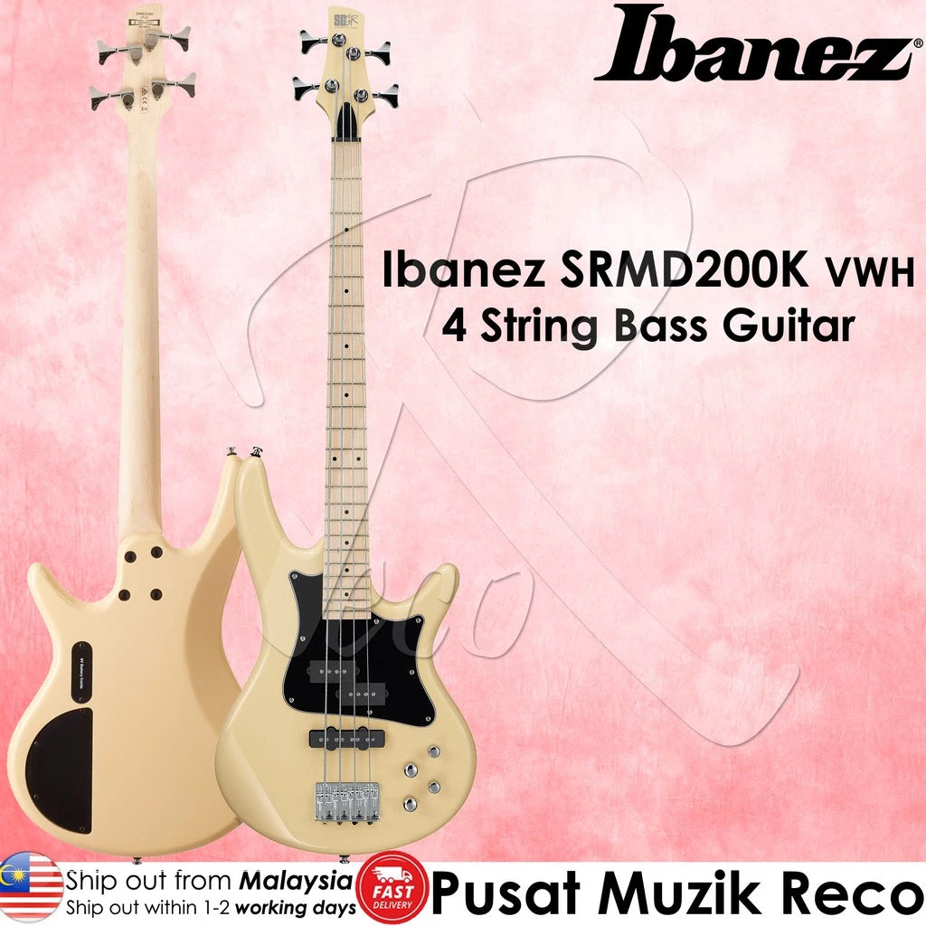 Ibanez Mezzo SRMD200K VWH 4 String Electric Bass Guitar - Vintage White - Reco Music Malaysia