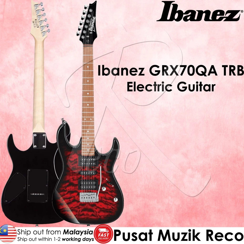 Ibanez GIO GRX70QA TRB Transparent Red Burst Electric Guitar With Tremolo - Reco Music Malaysia