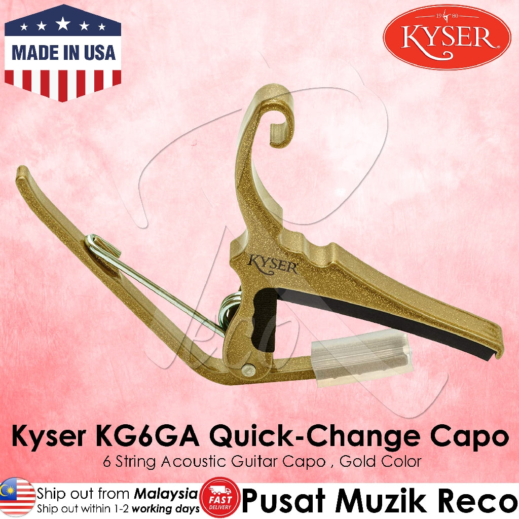 Kyser KG6GA Gold Quick Change Acoustic Guitar Capo - Reco Music Malaysia