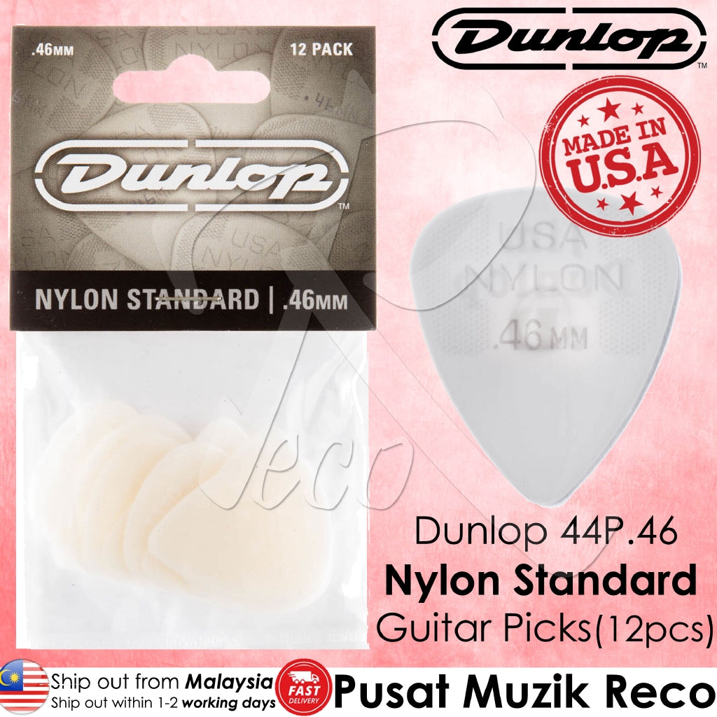 Jim Dunlop 44P046 0.46mm Cream NYLON Standard Guitar Picks Player Pack 12-Pack - Reco Music Malaysia