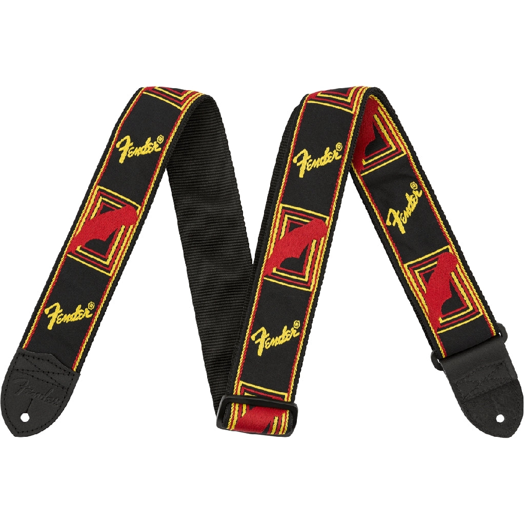 Fender 0990681500 2 Inch Monogrammed Guitar Straps - Black/Yellow/Red - Reco Music Malaysia