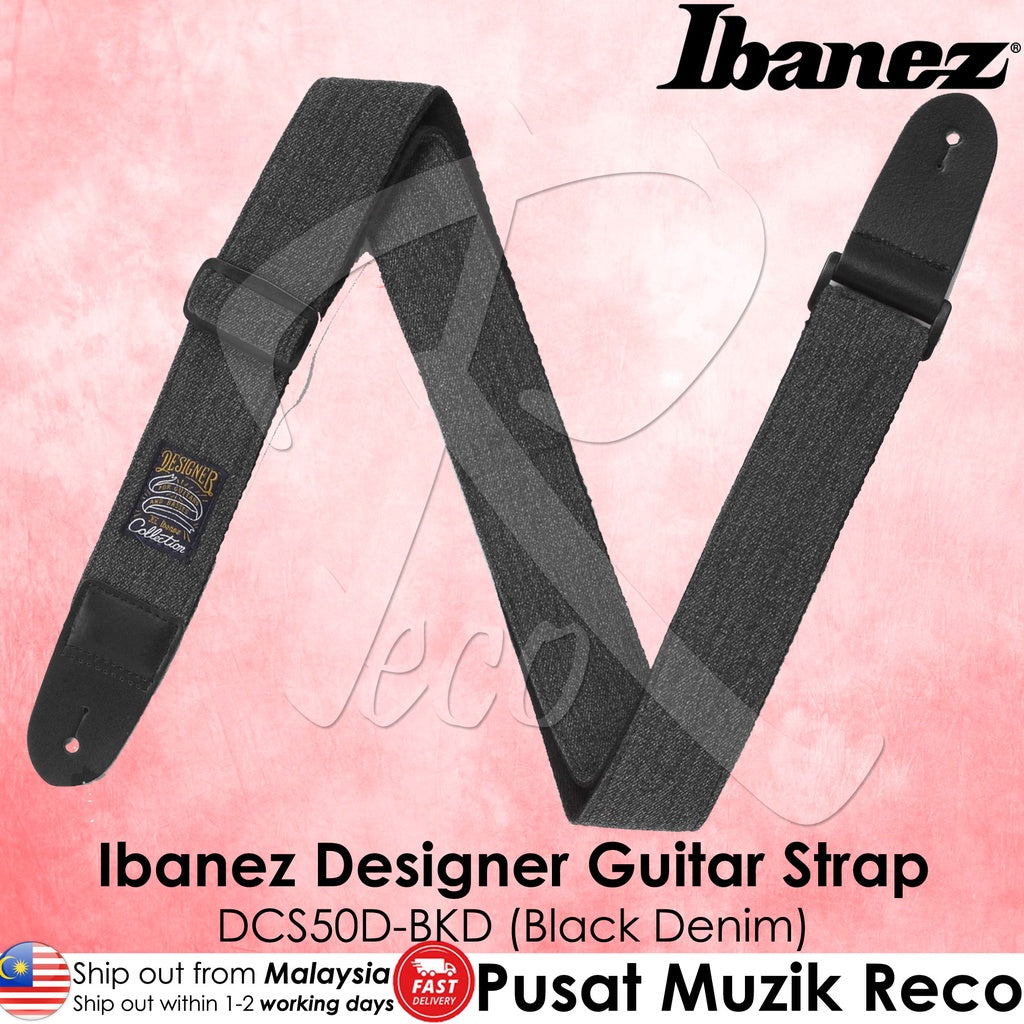 Ibanez DCS50D-BKD Black Denim Designer Collection Guitar Strap - Reco Music Malaysia