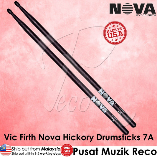 Vic Firth Nova N7AB Black Hickory Drumsticks 7A - Reco Music Malaysia