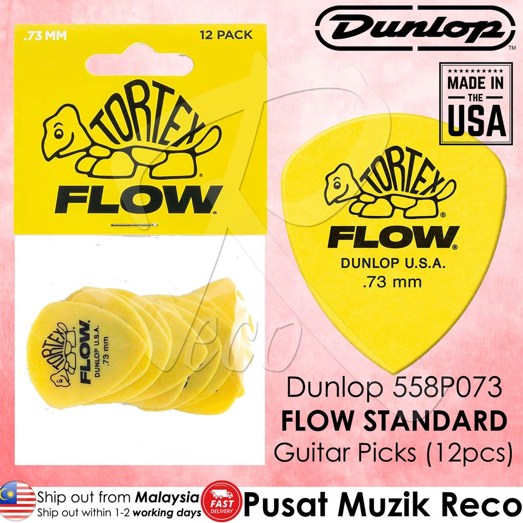 Jim Dunlop 558P.73 Tortex Flow Standard .73mm Guitar Picks, Pack of 12 - Reco Music Malaysia