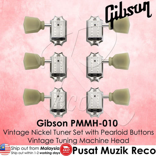Gibson PMMH-010 Grover Vintage Nickel Guitar Machine Heads with Pearloid Button - Reco Music Malaysia