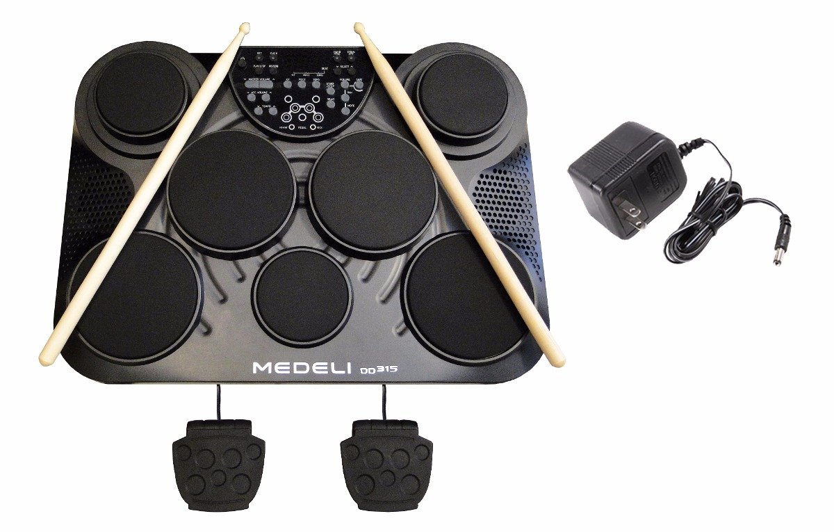 Medeli DD315 Portable Table Drum with 7 Pads, Touch Sensitive, 2 Pad Pedals - Reco Music Malaysia