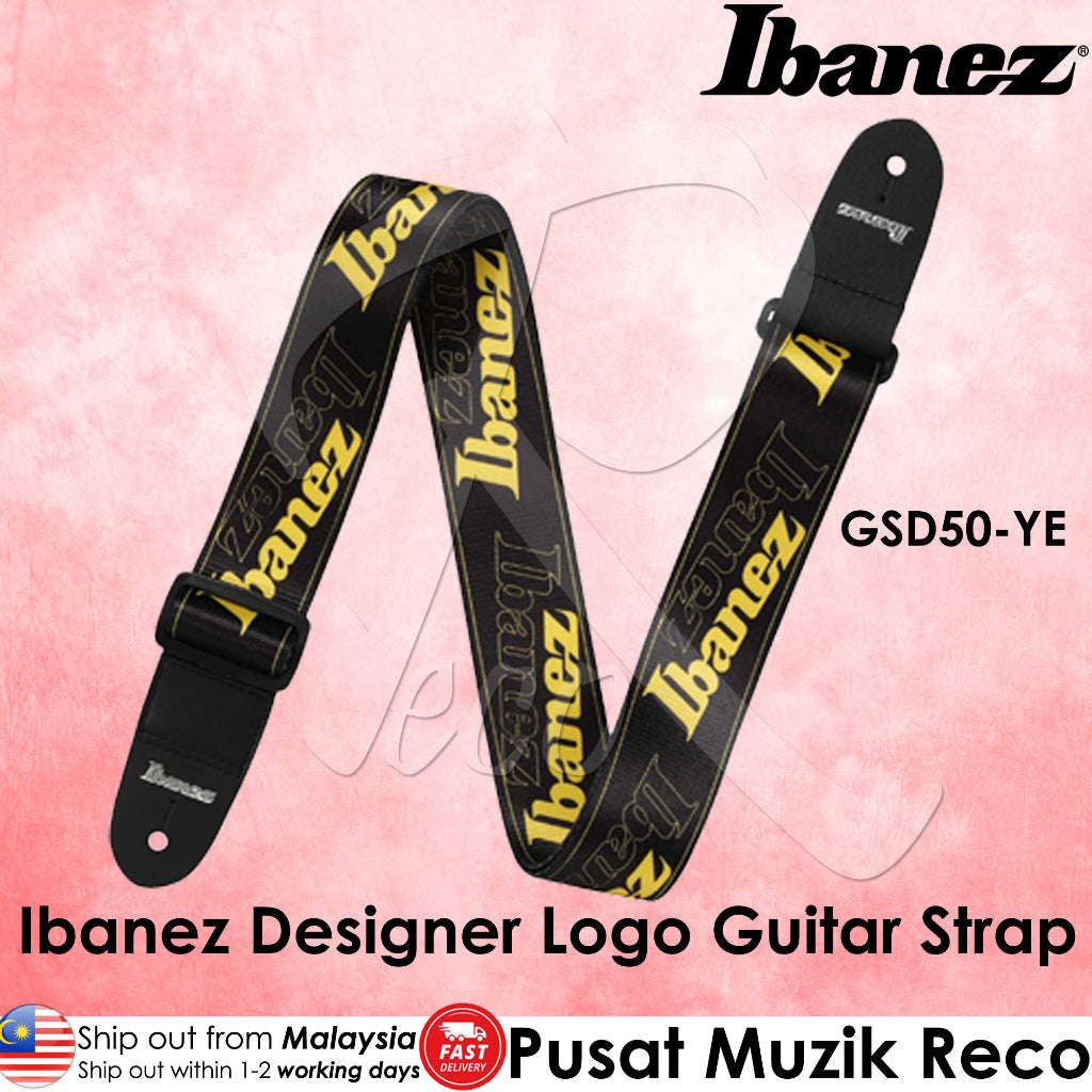 Ibanez Designer Logo Nylon Guitar Strap GSD50YE , Yellow - Reco Music Malaysia