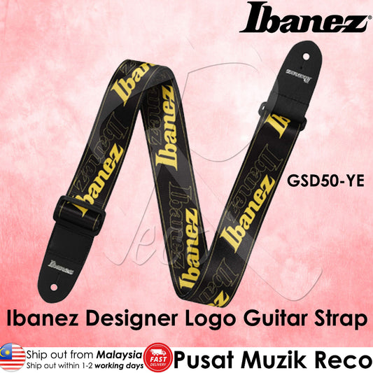 Ibanez Designer Logo Nylon Guitar Strap GSD50YE , Yellow - Reco Music Malaysia
