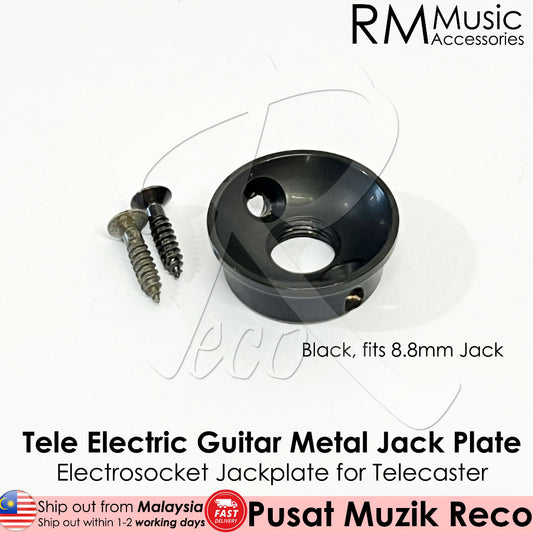 GF0182BK-8.8 Electric Guitar Telecaster Output Jack Metal Jack Plate, Black - Reco Music Malaysia