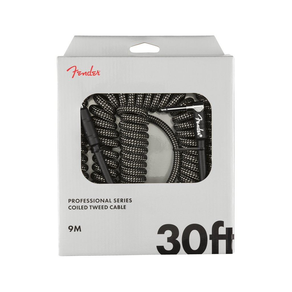 Fender Professional Coil Guitar Instrument Cable Gray Tweed 30ft Coiled Cable - Reco Music Malaysia