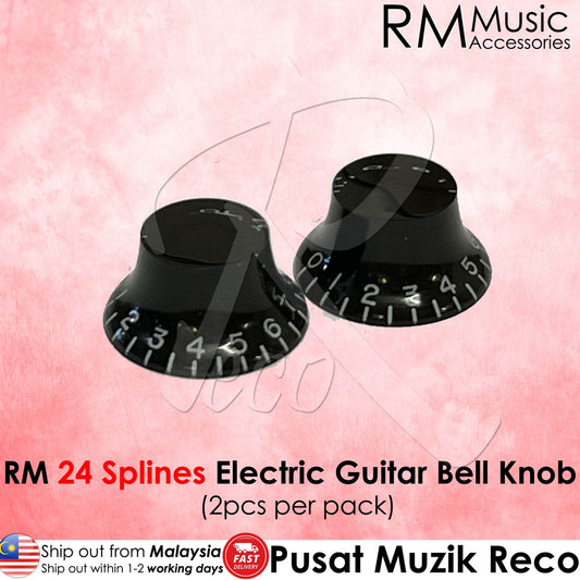 RM GF-0066BK24 24 Spline CTS LP Electric Guitar Bell Control Volume Tone Knobs, Black - Reco Music Malaysia