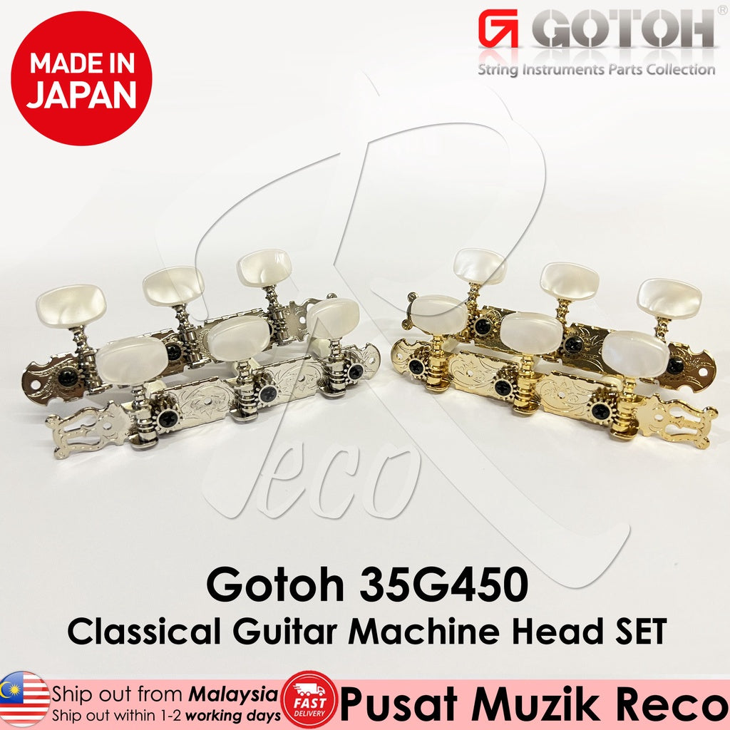 GOTOH 35G450FG Flash Gold Finish Classical Guitar Tuner Machine Head - Reco Music Malaysia