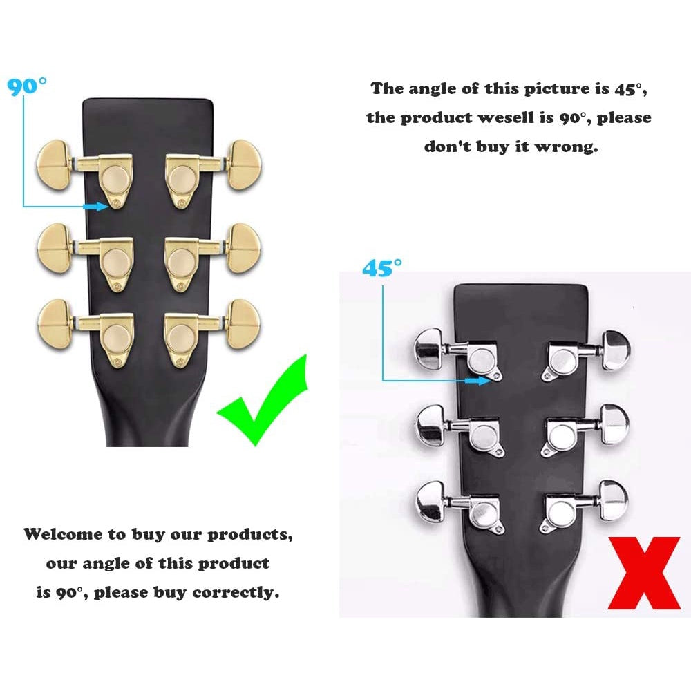 RM GF-1337-GD 90 Degree Angle Acoustic Electric Guitar Machine Head SET Tuning Peg Tuner 3R3L, Gold - Reco Music Malaysia