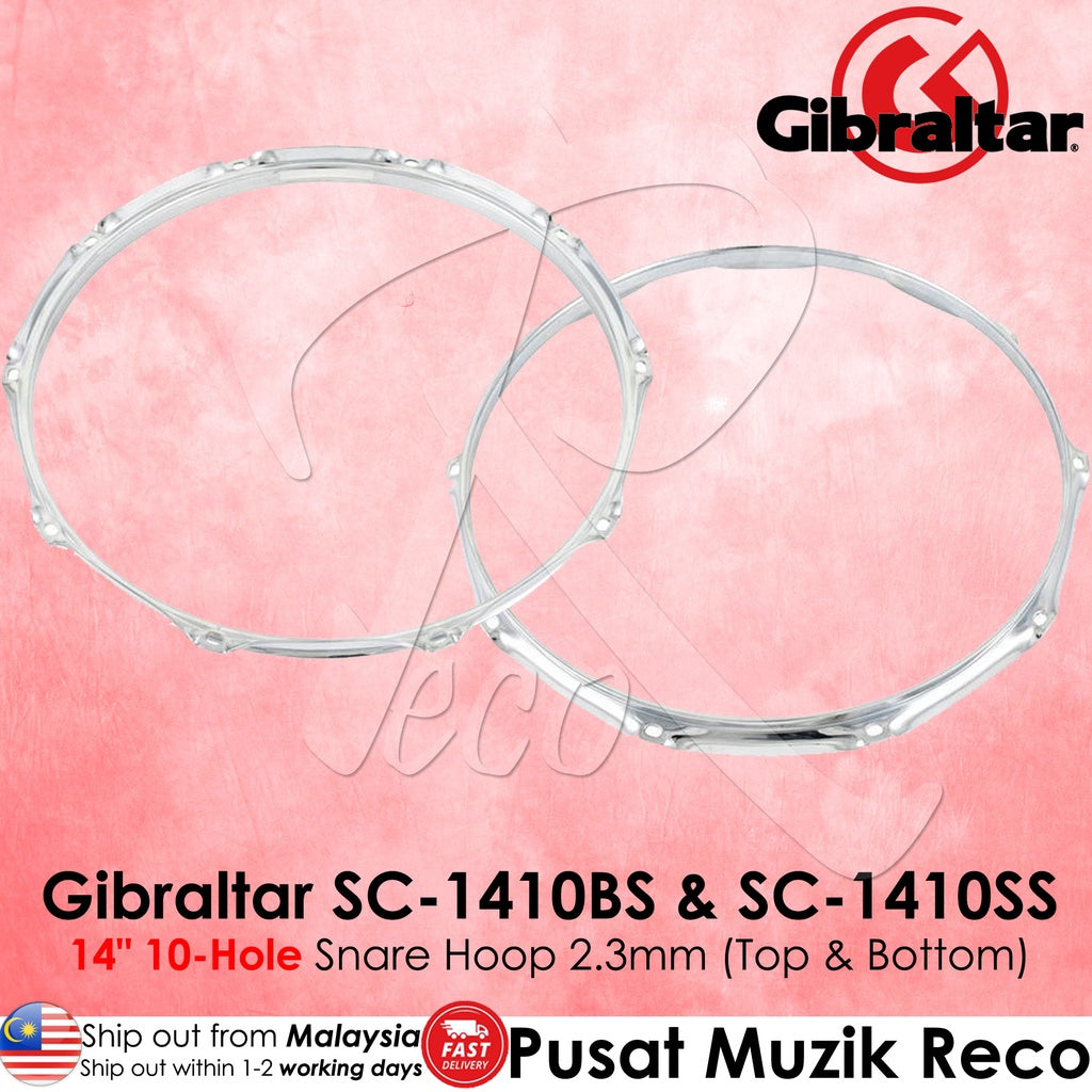 Gibraltar SC-1410BS SC-1410SS Batter Side Snare Side 14in 10 Lugs Snare Drum Steel Hoop - Reco Music Malaysia