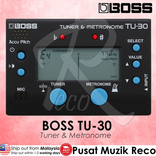 Boss TU-30 Chromatic Tuner And Metronome For All Instruments (TU30 TU 30) - Reco Music Malaysia