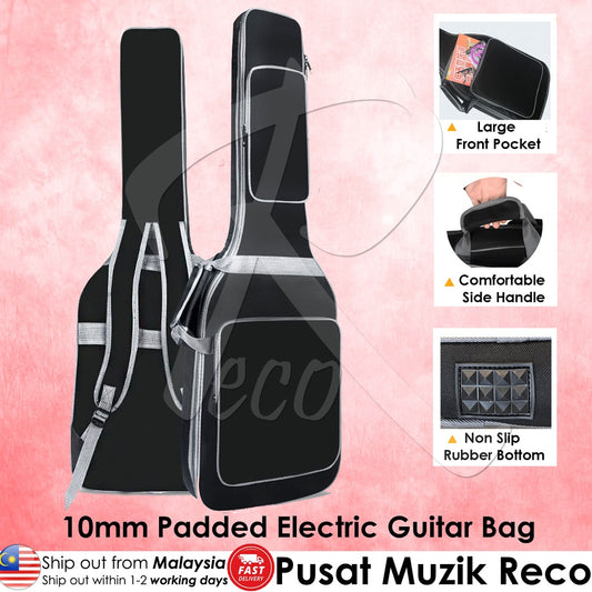 RM REB10 10mm Basic Padded Electric Guitar Bag, Black - Reco Music Malaysia