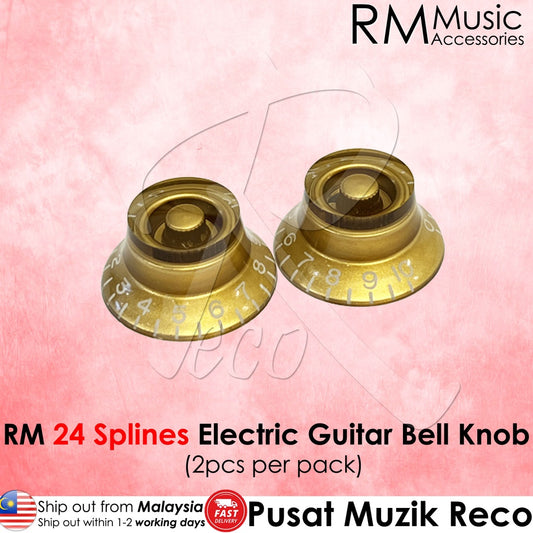 RM GF-0066GD24 24 Spline CTS LP Electric Guitar Bell Control Volume Tone Knobs, Gold - Reco Music Malaysia