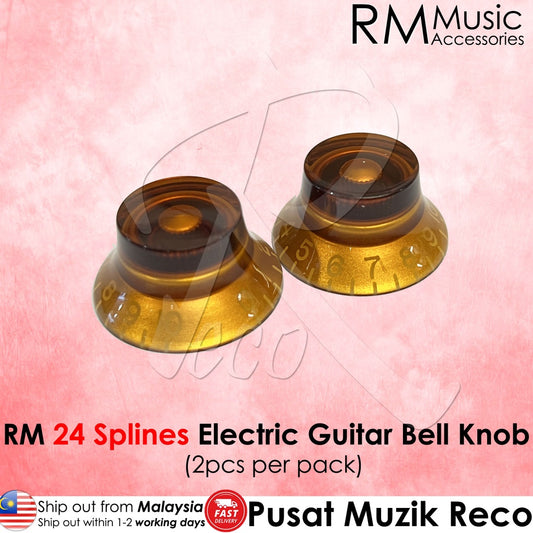 RM GF-0066AM24 24 Spline CTS LP Electric Guitar Bell Control Volume Tone Knobs, Amber - Reco Music Malaysia