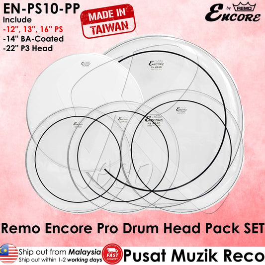 Remo Encore EN-PS10-PP Drum Head Set Pro Pack 12" 13" 14" 16" 22" Drumhead - Reco Music Malaysia