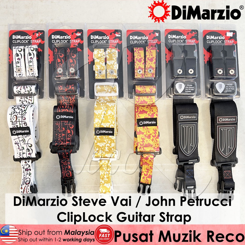 DiMarzio DD2243 Steve Vai ClipLock Signature Art Strap Cliplock Guitar Strap, Black