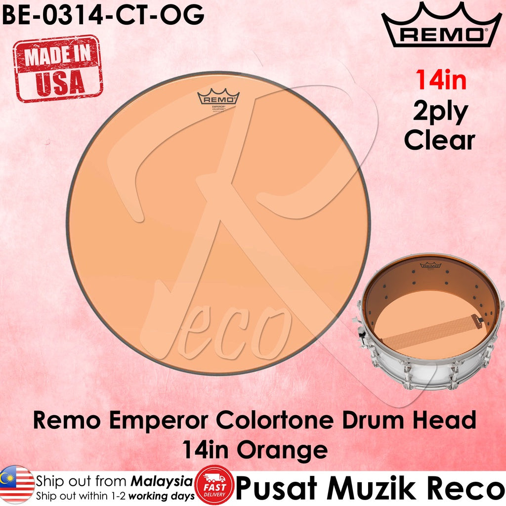Remo BE-0314-CT-OG Emperor Colortone Orange Drumhead, 14″ (BE031400) - Reco Music Malaysia