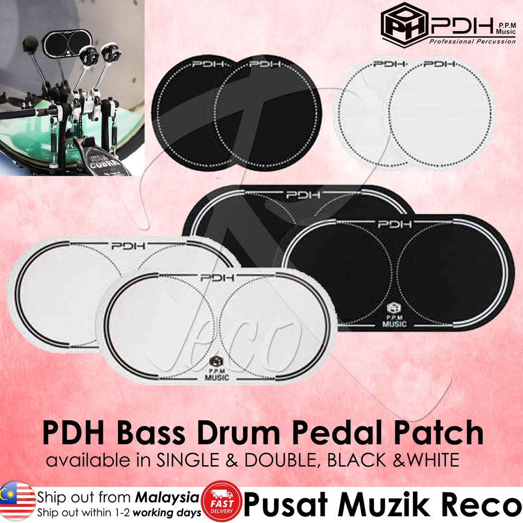 PDH B002/WH WHITE Double Bass Drum Pedal Pedal Pad Kick Pad Patch Head Protection - Reco Music Malaysia