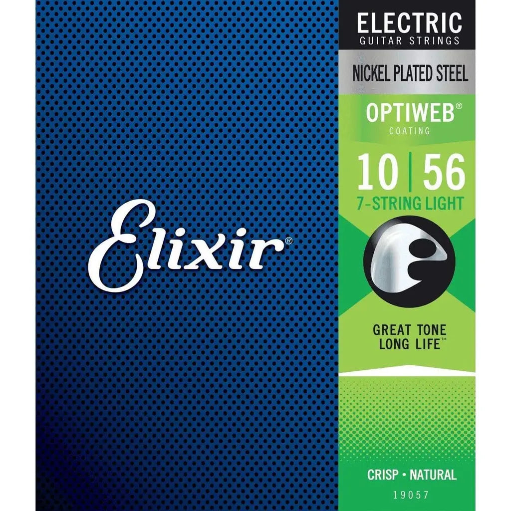 Elixir 19057 Optiweb Coated Nickel Plated Steel Electric Guitar Strings 7 String Light 10-56 - Reco Music Malaysia
