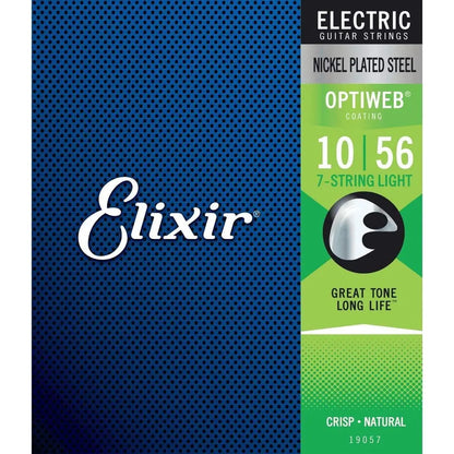 Elixir 19057 Optiweb Coated Nickel Plated Steel Electric Guitar Strings 7 String Light 10-56 - Reco Music Malaysia